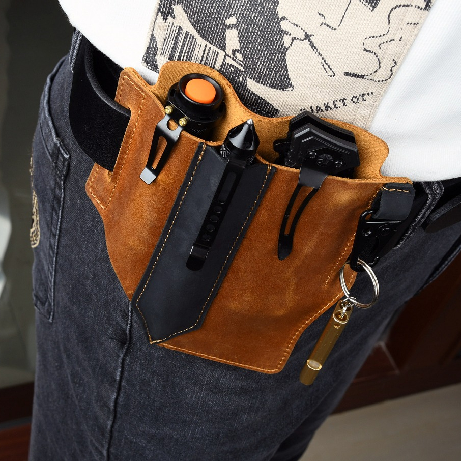 Men Travel Tactical Waist Bag  - مراجعة Leather Edc. Carry Pouch وسعره