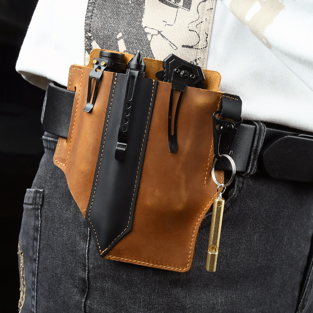 Men Travel Tactical Waist Bag  - مراجعة Leather Edc. Carry Pouch وسعره