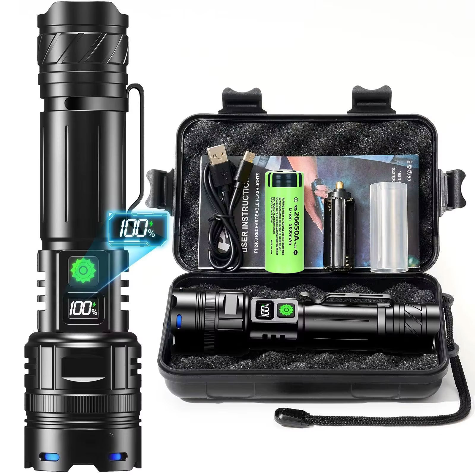 High Power LED Flashlight USB  - مراجعة Edc Carry Pen وسعره