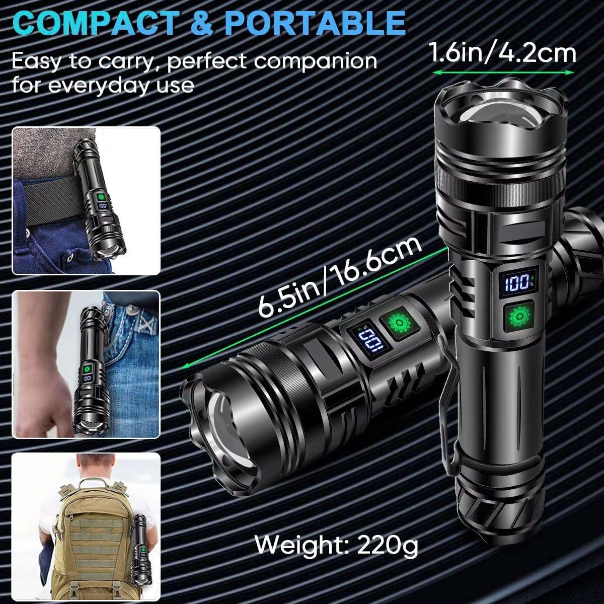 High Power LED Flashlight USB  - مراجعة Edc Carry Pen وسعره