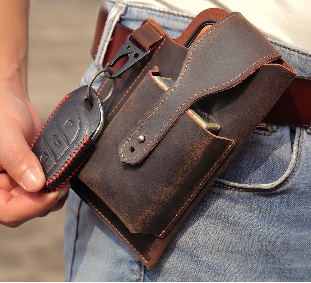 Crazy Horse Leather Phone Hols - مراجعة Leather Edc. Carry Pouch وسعره